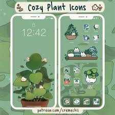 Cozy Plant Bunnies App Icon Set Kawaii