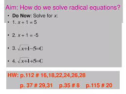 Aim How Do We Solve Radical Equations