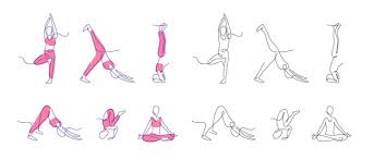 continuous line art yoga poses yoga