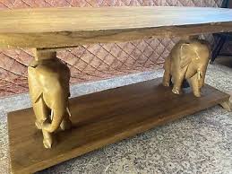 hand carved wood elephant coffee table
