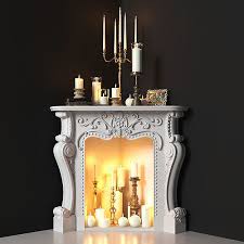 Corner Fireplace With Candles 3d Model