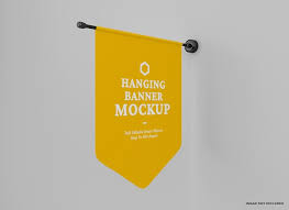 Hanging Wall Banner Flag Mockup