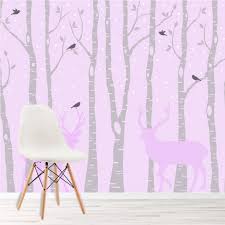 pink grey deer wallpaper wall mural