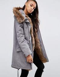 Asos Parka With Coloured Faux Fur Liner