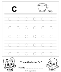 trace lowercase letter c worksheet