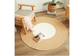 modern boho style round woven jute rug