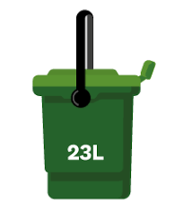 rubbish recycling and food ss bins