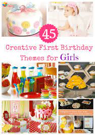 Creative First Birthday Theme For Girls gambar png