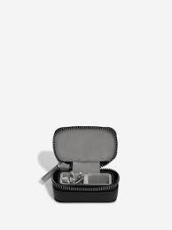 black zipped travel cufflink box new in