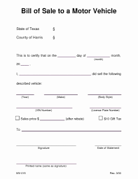 Bill Of Sale Motor Vehicle Template Gallery Form Or Automobile Excel