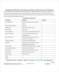 Free 10 Home Maintenance Schedule Samples In Pdf Excel