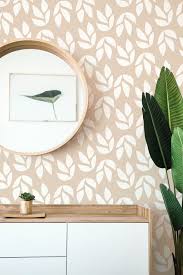 Beige And White Leaf Wallpaper Leaf