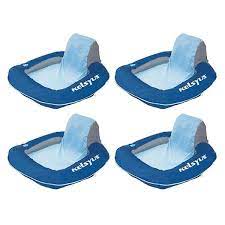 kelsyus floating pool lounger inflatable chair w cup holder blue 4 pack