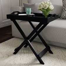 Black Wooden Folding End Table