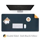 Dual-Sided Extended Mouse Pad, 900mm x 450mm, PU Materiall Dark Blue & Yellow Moustache