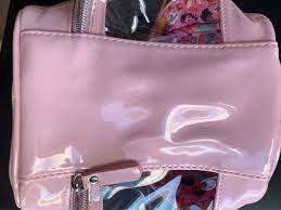 benefit cosmetics clear pink makeup bag