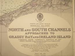 Original Vintage Marine British Admiralty Marine Nautical Chart North Atlantic Ocean Bermuda Islands C1949