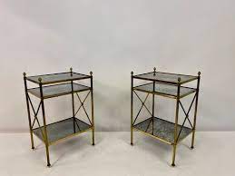 3 Tier Brass And Eglomise Side Tables