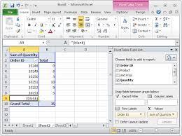 ms excel 2010 hide blanks in a pivot table