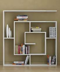 White Glossy Maze Design Book Shelf