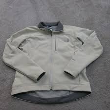 The North Face Women Full Zip up Fleece Jacket Long Sleeve Logo Cream