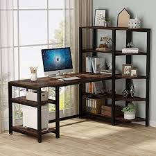 As an amazon associate i earn from qualifying purchases. Tribesigns Industrial Computer Desk With 5 Tier Storage Shelves 67 Inch Large Office Desk Study Writing Table Workstation With Corner Bookshelf And Tower Shelf For Home Office Retro Brown Pricepulse