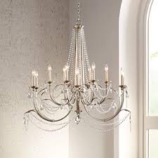 Strand Silver Leaf Large Chandelier 46 Wide Beaded Crystal Candle 12 Light Fixture For Dining Room House Foyer Kitchen Island Entryway Bedroom Living Room Regency Hill Amazon Com