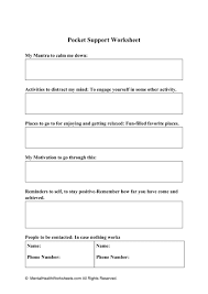 Below you will find practice resources to help your client work through. Pocket Support Worksheet Mental Health Worksheets