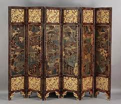 Antique Chinese 6 Panel Folding Screen