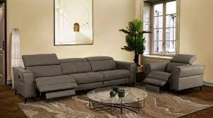 Modern Dark Grey Leather Sofa W