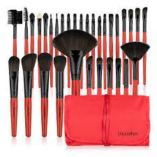 brushes set cosmetic tool kabuki red