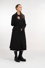 Long Black Double Ted Wool Coat