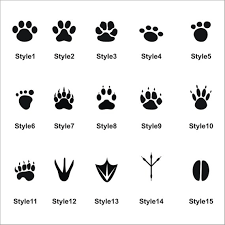Set Of 16 Animal Paw Footprints Wall