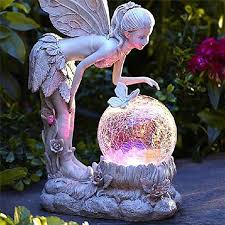 Solar Fairy Angel Resin Statue Led