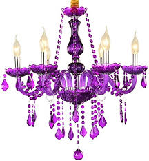 Pendant Lamp Romantic Living Room Cafe Ceiling Light Purple Candle Crystal Chandelier European Modern 6 Head Hanging Lights Amazon Com