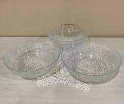Pressed Glass Soup Bowls Set