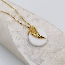 marble necklace wing of icarus white