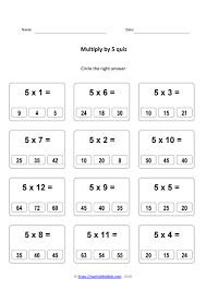5 times table worksheets pdf