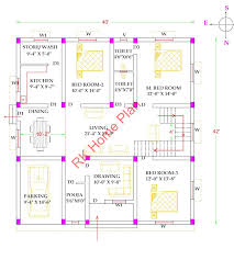 40 X 42 North Face 3 Bhk House Plan As