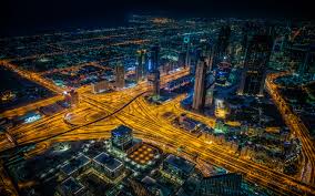 dubai city night view from burj khalifa