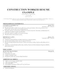 Sample Resume For Laborer With No Experience Construction Labor