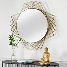 Wall Mirror In Iron With Gold Powder