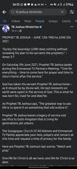 As prophet tb joshua says, 'the greatest way to use life is to spend here are prophet tb joshua's last words: Aghzlqlex4kfwm