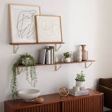 Linear Cool Walnut Wood Wall Shelves