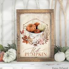 Rustic O Pumpkin Print Autumn Wall