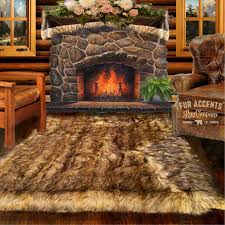 coyote tan wolf faux fur area