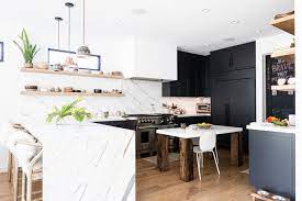 dark kitchen cabinets with light floors