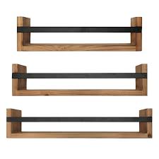 Wood Metal Wall Shelves Set