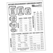 Kitchen Conversion Chart Cooking Baking Cups Measuring Spoons Magnetic Fridge Ebay
