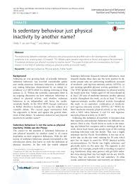 Pdf Is Sedentary Behaviour Just Physical Inactivity By Another Name
